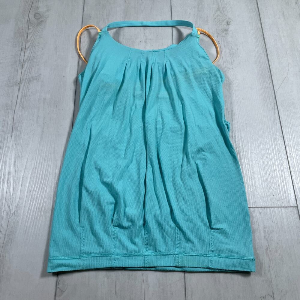 Lululemon Womens 4 Teal Blue 2 In 1 Strappy Back Tank Built-in Bra Athleisure